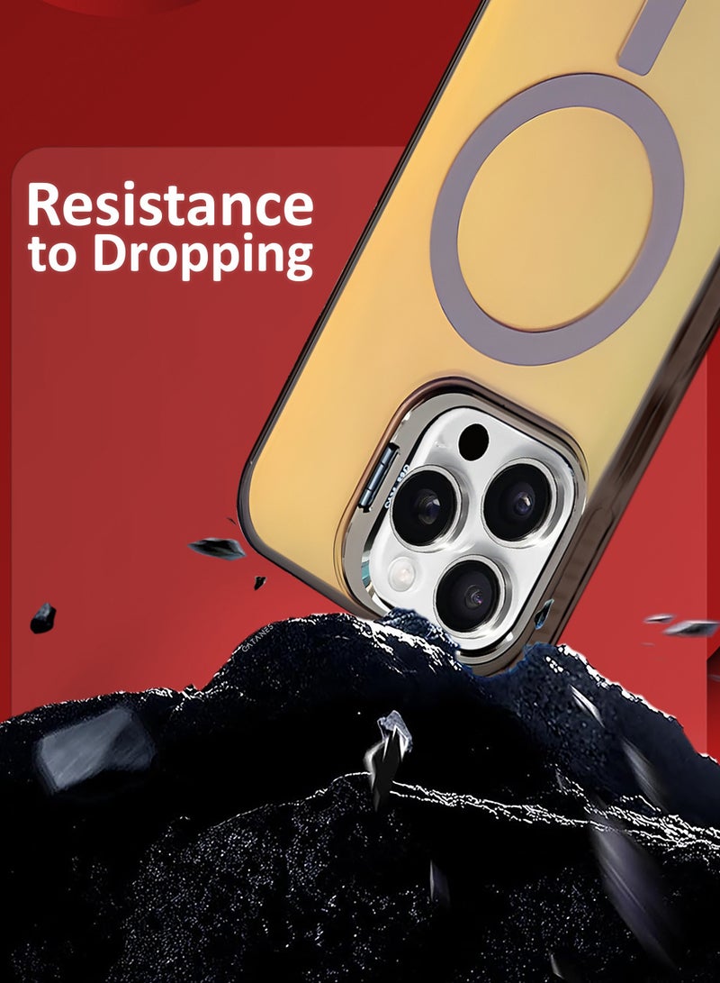 مارجون ( iPhone 16 Pro Max ) 3 Pack, 1 Case and 2 Screen Protectors, Gradient Holographic Iridescent MagSafe Case,Kickstand Case Cover Holographic Brown - Image 4