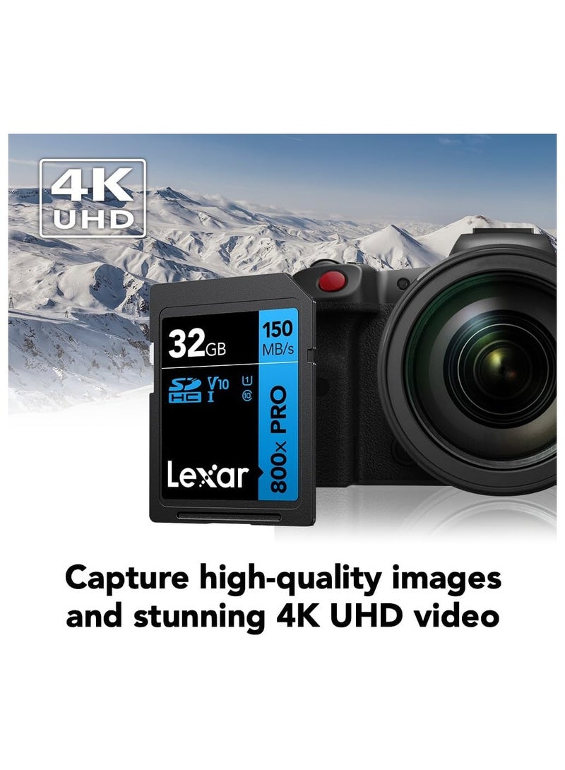 ليكسار Lexar 32GB (3-Pack) High-Performance 800x PRO SDHC UHS-I Memory Card, C10, U1, V10, 4K UHD Video, Up to 150MB/s Read, for Point-and-Shoot & Mid-Range DSLR Cameras, HD Camcorders (LSD0800P032G-B3NNU) 32 GB - Image 5