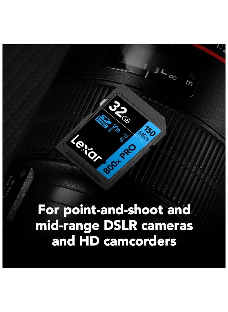 ليكسار Lexar 32GB (3-Pack) High-Performance 800x PRO SDHC UHS-I Memory Card, C10, U1, V10, 4K UHD Video, Up to 150MB/s Read, for Point-and-Shoot & Mid-Range DSLR Cameras, HD Camcorders (LSD0800P032G-B3NNU) 32 GB - Image 3