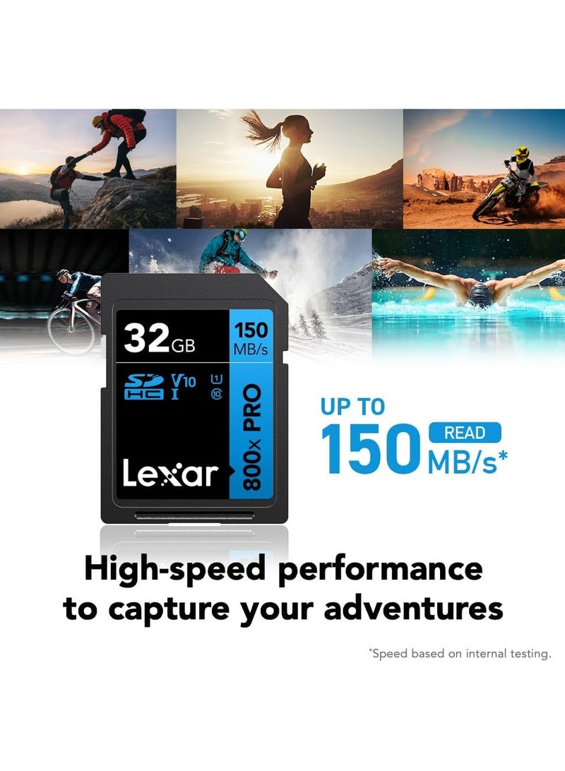 ليكسار Lexar 32GB (3-Pack) High-Performance 800x PRO SDHC UHS-I Memory Card, C10, U1, V10, 4K UHD Video, Up to 150MB/s Read, for Point-and-Shoot & Mid-Range DSLR Cameras, HD Camcorders (LSD0800P032G-B3NNU) 32 GB - Image 4
