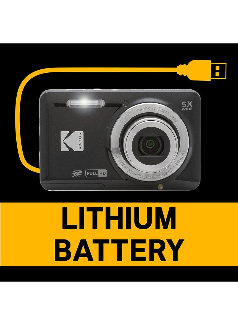 Kodak - PIXPRO Friendly Zoom FZ55-BK 16MP Digital Camera with 5X Optical Zoom 28mm Wide Angle and 2.7" LCD Screen - Image 1