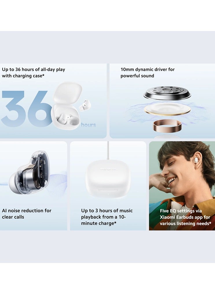 Xiaomi Redmi Buds 6 Play - In-Ear Headphones, 36h Battery Life, 10 mm Dynamic Driver with 5 EQ Settings, AI Noise Cancelling for Calls, Bluetooth 5.4, Quick Charge for 3h Music in 10 Minutes - Black - Image 5