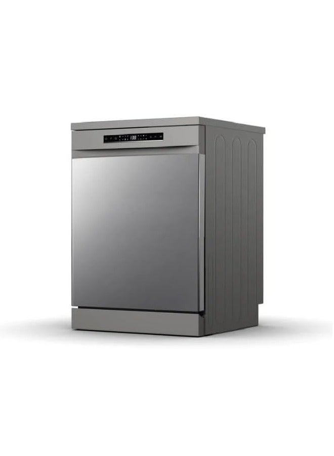 هايسنس Hisense Dishwasher Machine 8 Programs 3 Baskets 15 Places, Maximum Noiseless, Self Cleaning, Premium Steel, HS643E90XSA Grey  - Image 4