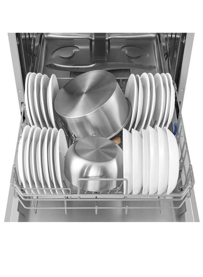 Hisense Dishwasher Machine 8 Programs 2 Baskets 15 Places, Maximum Noiseless, Self Cleaning, Premium Steel, HS643E90SSA Grey
