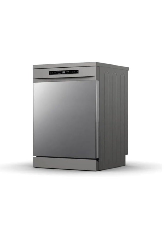هايسنس Hisense Dishwasher Machine 8 Programs 2 Baskets 15 Places, Maximum Noiseless, Self Cleaning, Premium Steel, HS643E90SSA Grey  - Image 5
