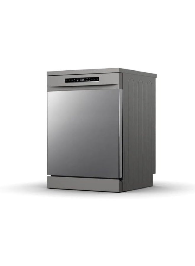 هايسنس Hisense Dishwasher Machine 8 Programs 2 Baskets 15 Places, Maximum Noiseless, Self Cleaning, Premium Steel, HS643E90SSA Grey  - Image 2