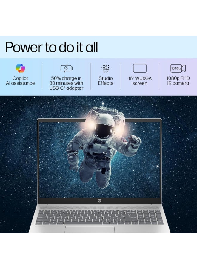 Pavilion 16 Laptop With 16-Inch Display, Core Ultra 7 155U Processor/16GB RAM/512GB SSD/Integrated Graphics/Windows 11 English Silver