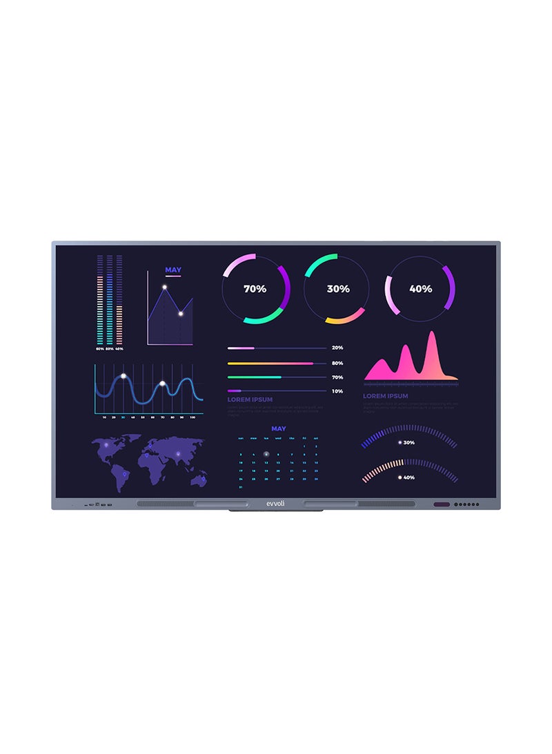 إيفولي شاشة ذكية تفاعلية 4K UHD، 65 بوصة LED مع قاعدة، أندرويد 13، 40 نقطة، مسافة ليزر 10 م - Image 4