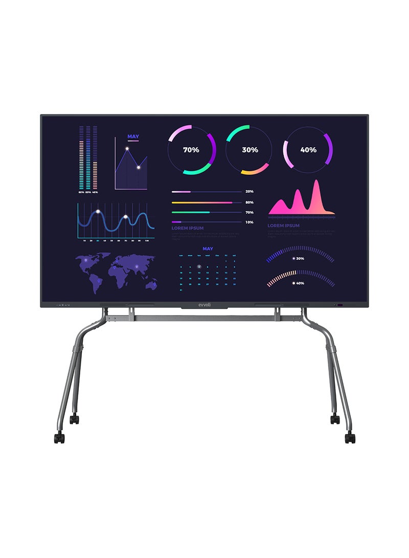 إيفولي شاشة ذكية تفاعلية 4K UHD، 98 بوصة LED مع قاعدة، Android13، 40 نقطة، مسافة ليزر 10م - Image 1
