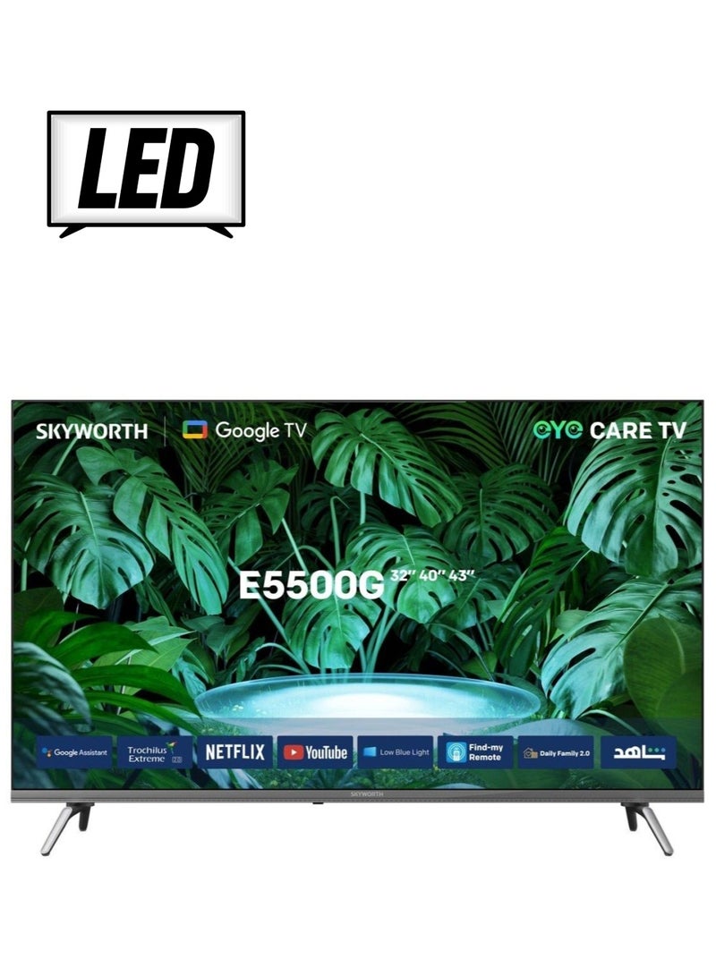 Skyworth 43 Inch 2K FHD LED Smart TV - HDR 10 - Google TV - 60 HZ - (2024) - 43E5500G Black  - Image 1