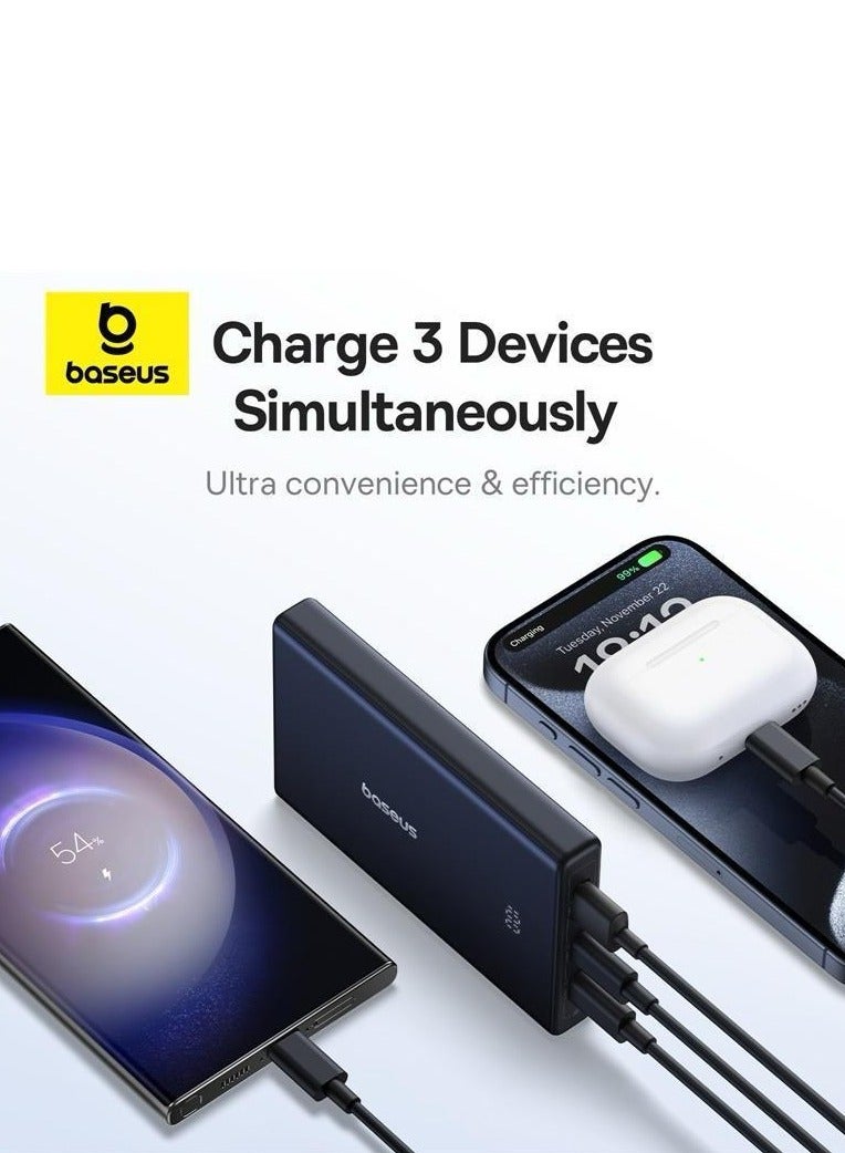 10000 mAh OS-Baseus PicoGo Power Bank with Digital Display 10000mAh 20W Cosmic Black  (With Simple wiring Type-C to Type-C 60W（20V/3A）30cm Black) Cosmic Black