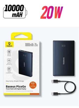 10000 mAh OS-Baseus PicoGo Power Bank with Digital Display 10000mAh 20W Cosmic Black  (With Simple wiring Type-C to Type-C 60W（20V/3A）30cm Black) Cosmic Black - pnsku/N70126708V/45/_/1740034141/ac0df574-9c5d-4683-80c4-efa5c910ac24