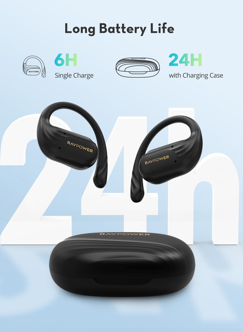 RAVPOWER RP-BH1016 Open-Ear True Wireless Bluetooth Earbuds Black  - Image 4