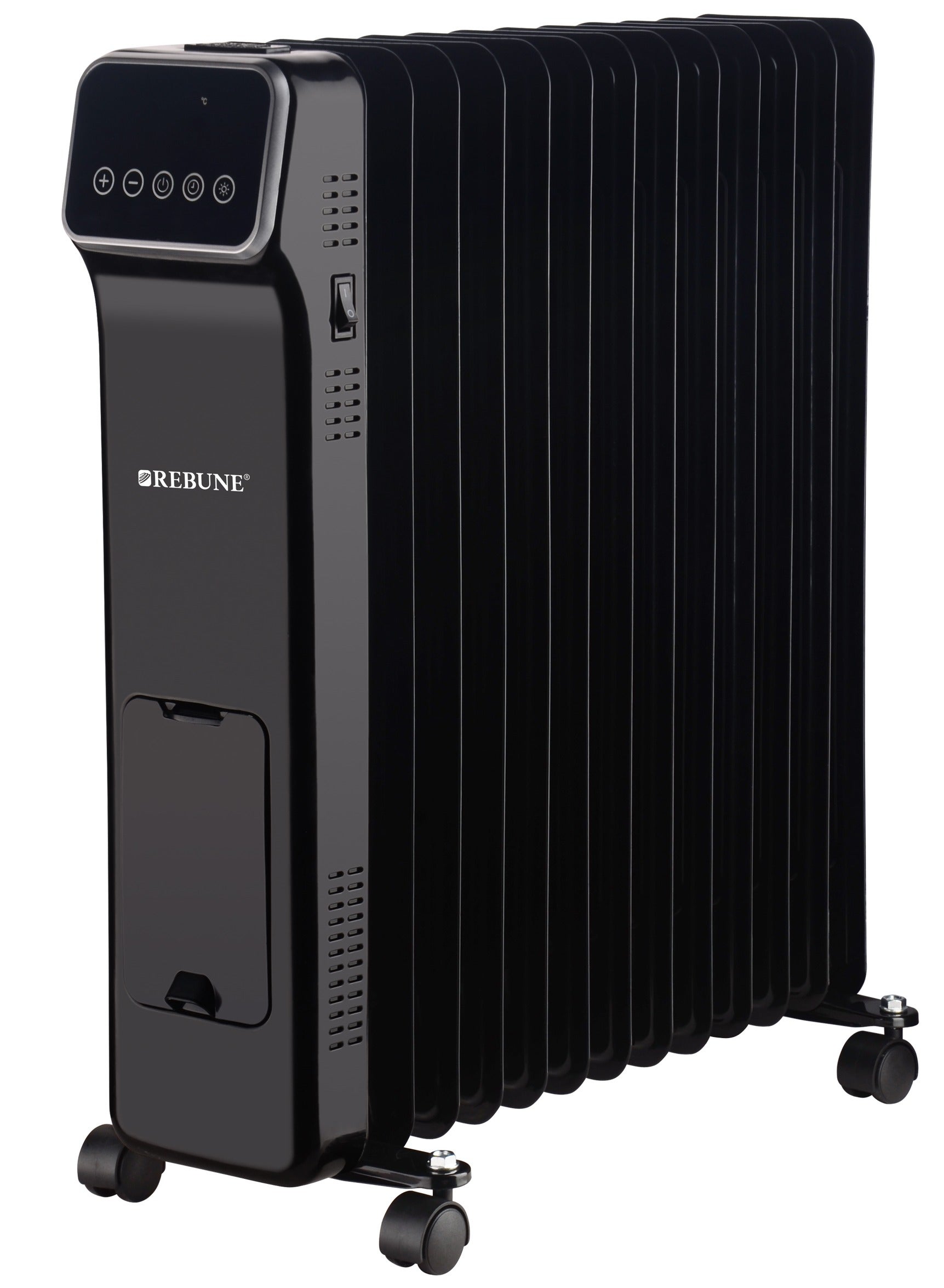 REBUNE 13-Fin Oil Heater With Digital Display And Remote Control, 3 Heating Levels 2500 W RE-7-086 Black 