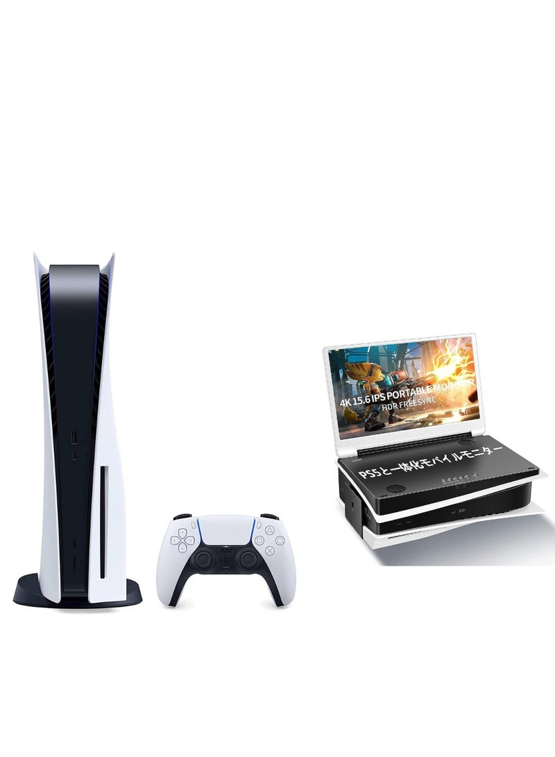 Sony PlayStation 5 Console (Disc Version) + G-STORY 15.6" Inch IPS 4k 60Hz Portable Monitor - Image 1