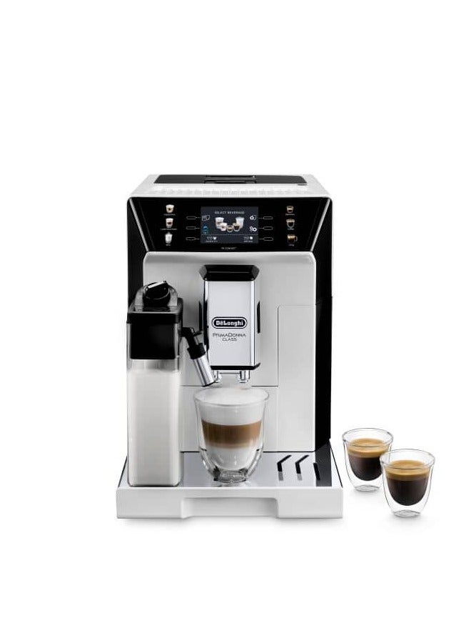 De'Longhi - PrimaDonna Class ECAM 550.65.W Fully Automatic Coffee Machine with Milk System, Cappuccino and Espresso at the Touch of a Button, 3.5 Inch TFT Colour Display and App, Control [Energy Class A] 2 L 1450 W ECAM550.65.W White - Image 1