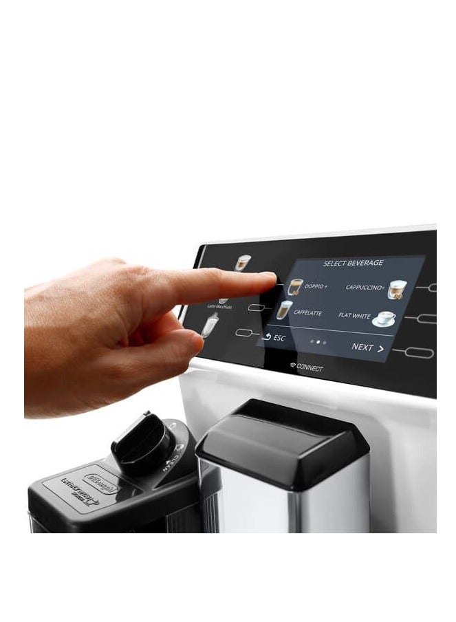 De'Longhi - PrimaDonna Class ECAM 550.65.W Fully Automatic Coffee Machine with Milk System, Cappuccino and Espresso at the Touch of a Button, 3.5 Inch TFT Colour Display and App, Control [Energy Class A] 2 L 1450 W ECAM550.65.W White - Image 1