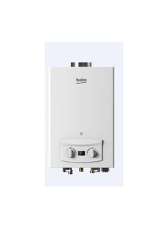 Gas water heater Digital display 6 L 2 knobs with adaptor Automatic ignition works BGWH 6L White White