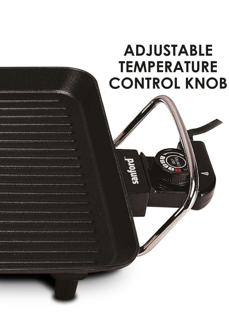 سانفورد Indoor Non Stick Electric Grill, Fast Heating, Adjustable Temperature, Cool Touch Handles, 1500W 1500 W SF5967BBQ BS Black - Image 3