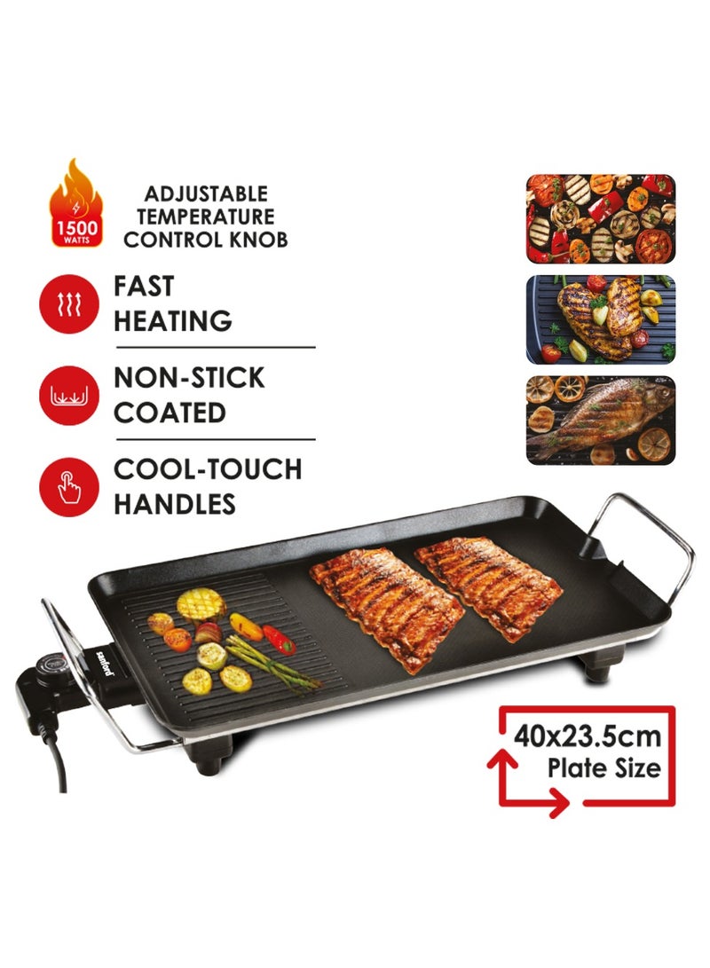 سانفورد Indoor Non Stick Electric Grill, Fast Heating, Adjustable Temperature, Cool Touch Handles, 1500W 1500 W SF5967BBQ BS Black - Image 5