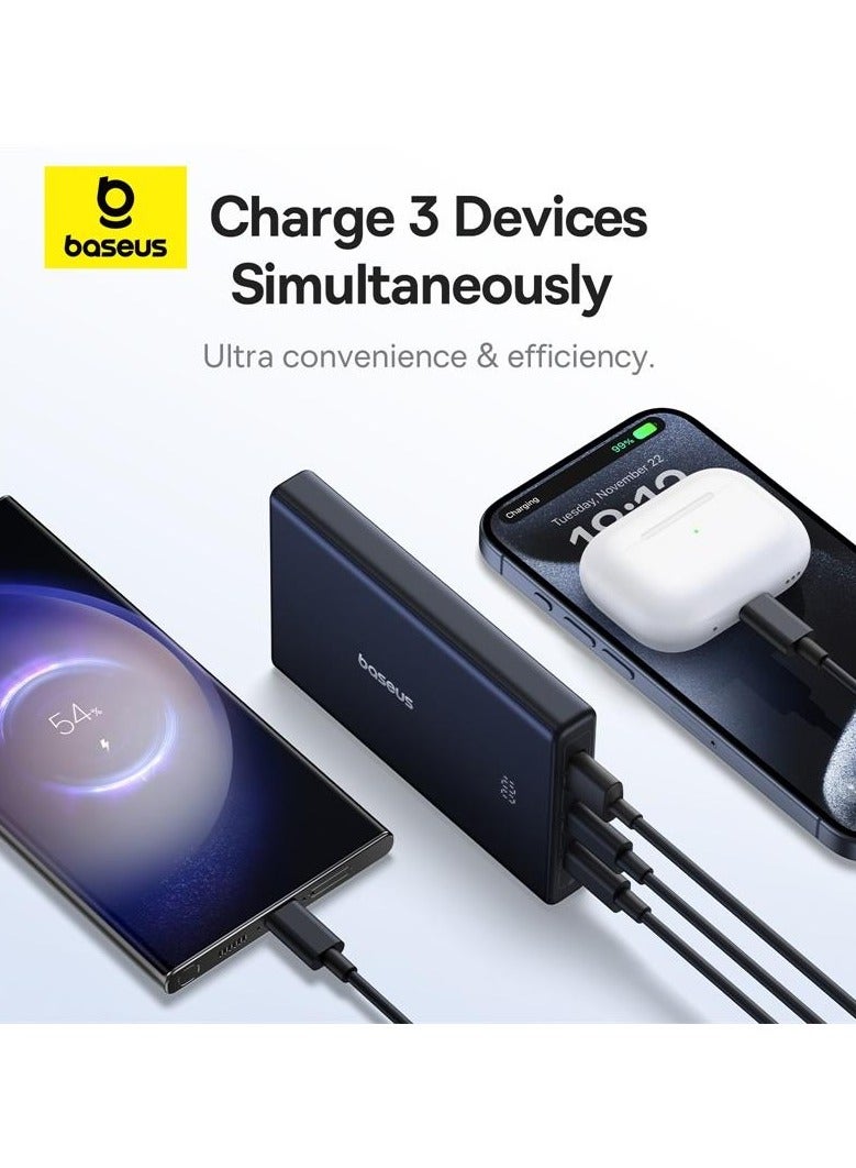Baseus 10000 mAh Power Bank PD20W Fast Charging Simultaneously for Three Devices, Battery with Digital Display, Slim Mini for Pocket , for Plane Black  - Image 2