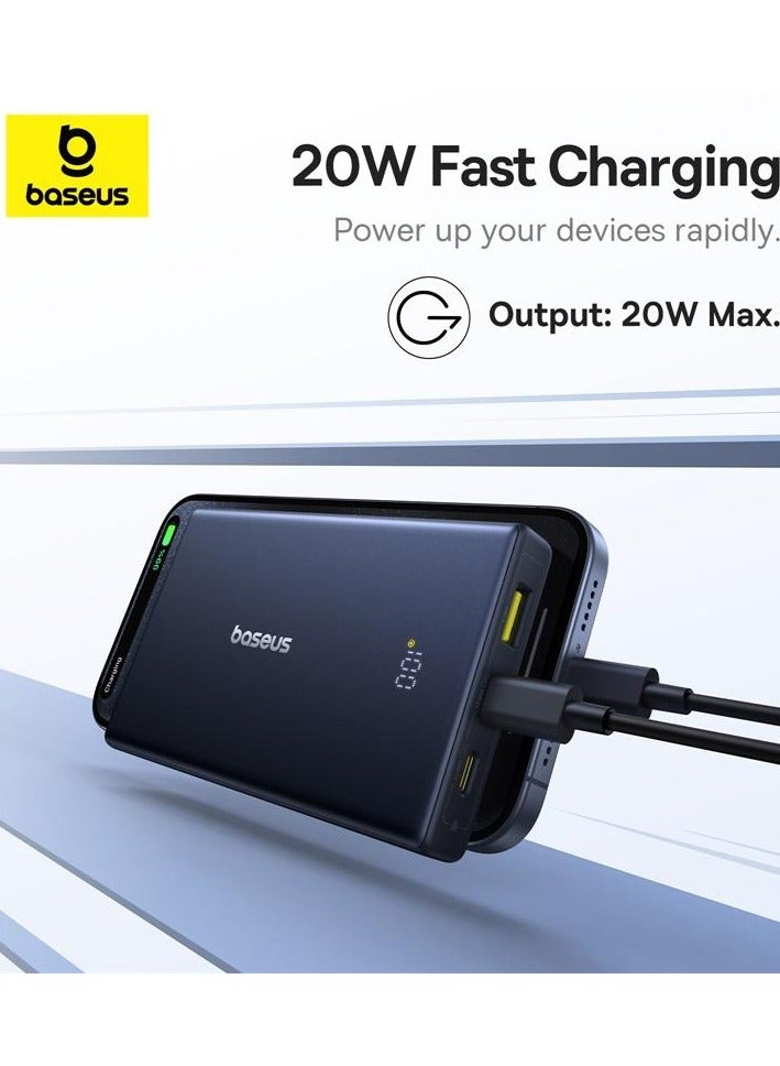 Baseus 10000 mAh Power Bank PD20W Fast Charging Simultaneously for Three Devices, Battery with Digital Display, Slim Mini for Pocket , for Plane Black  - Image 4