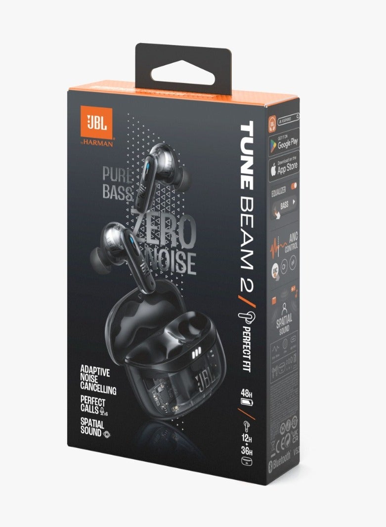 JBL - Tune Beam 2 True Wireless Noise Cancelling Earbuds Ghost Black - Image 1