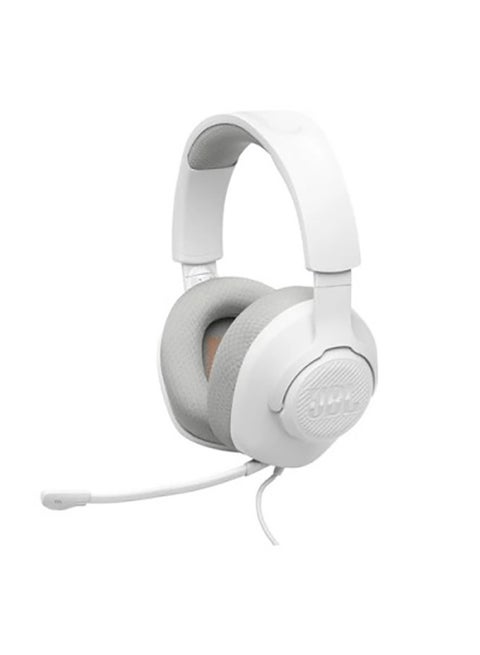 Quantum 100M2 Wired Over-Ear Gaming Headset with JBL QuantumSOUND Signature and 3.5 mm Headphone Jack, Multi-Platform Compatibility, Detachable Mic, Mute Option White