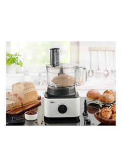 BRAUN Food Processor 8 in 1, 750W, 2 Speeds, Pulse Function, 2.1L Capacity, 1.8L Blender, Slicing and Grating disc, Dough, Ice Crusher Blade, FP0132WH, White 750 W FP0132WH White  - Image 4