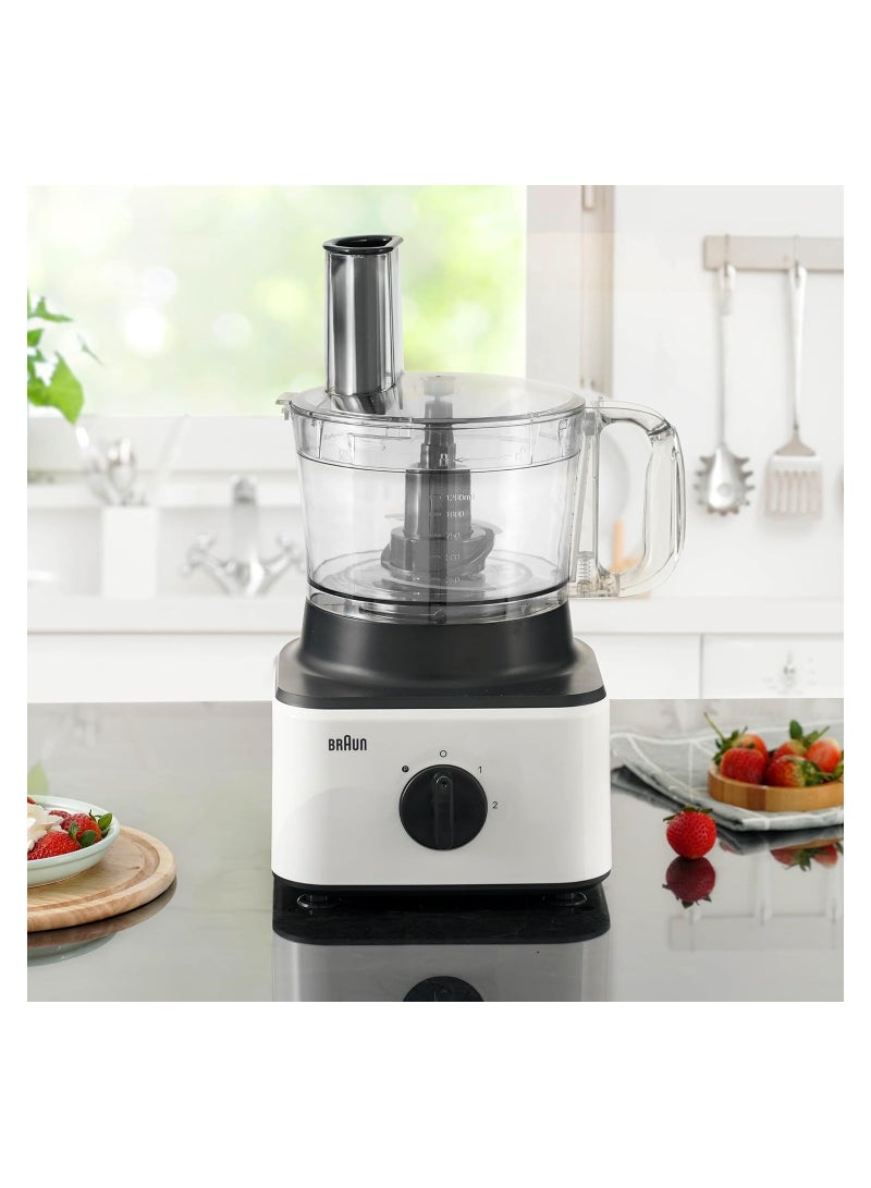 براون Food Processor 8 in 1, 750W, 2 Speeds, Pulse Function, 2.1L Capacity, 1.8L Blender, Slicing and Grating disc, Dough, Ice Crusher Blade, FP0132WH, White 750 W FP0132WH White  - Image 5