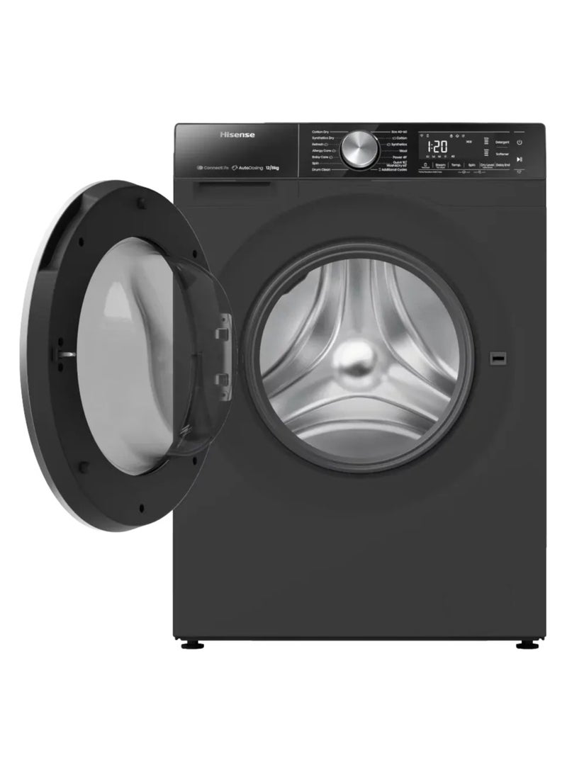 Hisense Full Automatic Washing Machine, Front Loading, 12 Kg, Dryer 8 Kg, Digital Display, Inverter, Black, WD5S1245BB WD5S1245BB black  - Image 3