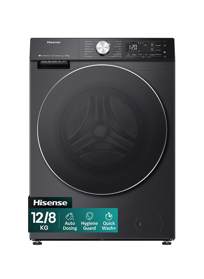 Hisense 12/8 Kg Front Loading Fully Automatic Washing Machine, Digital Display, Inverter - WD5S1245BB Black - Image 1