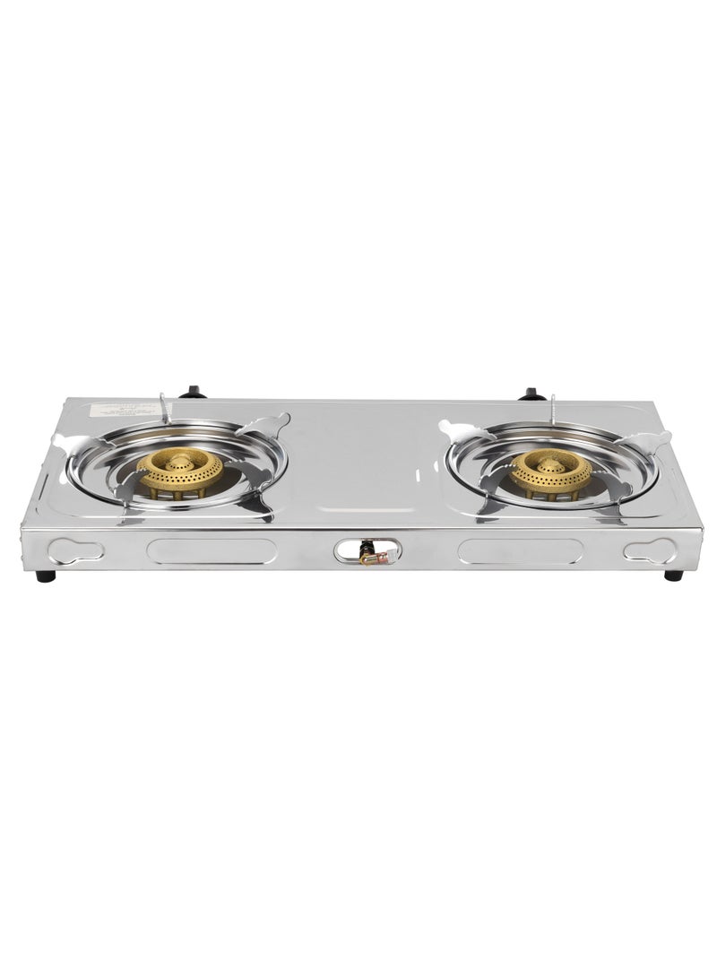 GEEPAS Stainless Steel Gas Cooker| 2 Cast Iron Burner Stove, Low Consumption and Improved Flow for Efficient Heating Save 60%| Auto Ignition System, LPG Stovetop, Perfect for Home, Apartments, Kitchen Use| 2 Years Warranty GK679N Silver  - Image 5
