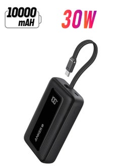 Anker 10000 mAh Zolo Power Bank, 10,000mAh 30W High-Speed Portable Charger with Built-In USB-C Cable, Battery Pack For iPhone 16/16 Plus/16 Pro/16 Pro Max/15 Series, Galaxy, and More (, 10000 mAh) Black  - Image 1