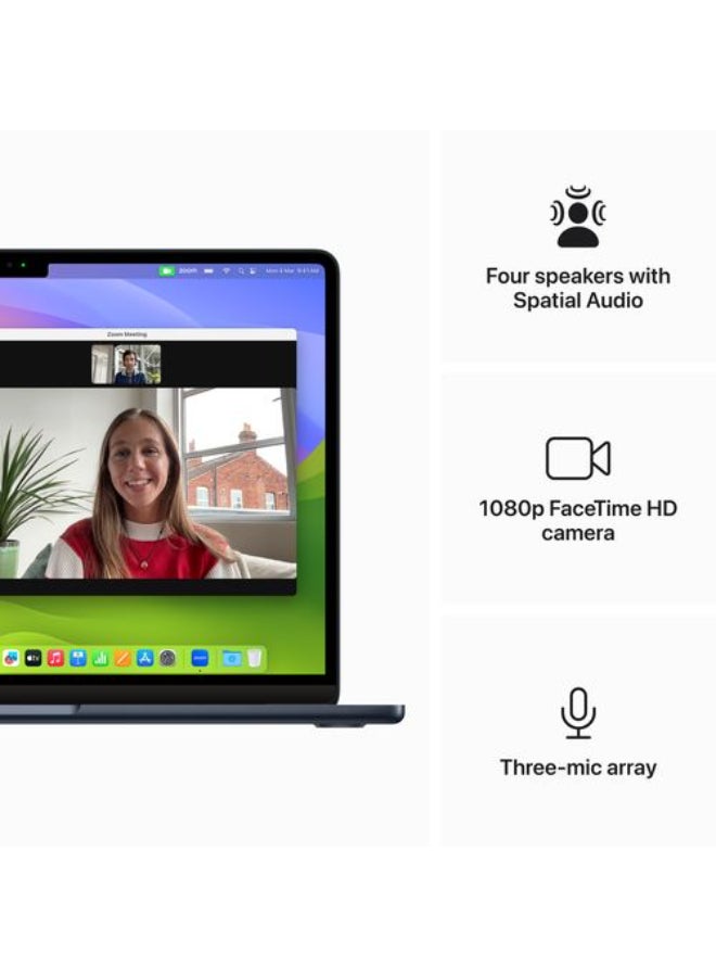 Apple - MacBook Air MC8Q4 Laptop With 13.6-Inch Display, M3 chip 8-core CPU and 10-core GPU Processor/24GB RAM/512GB SSD/macOS English/Arabic Midnight - Image 1