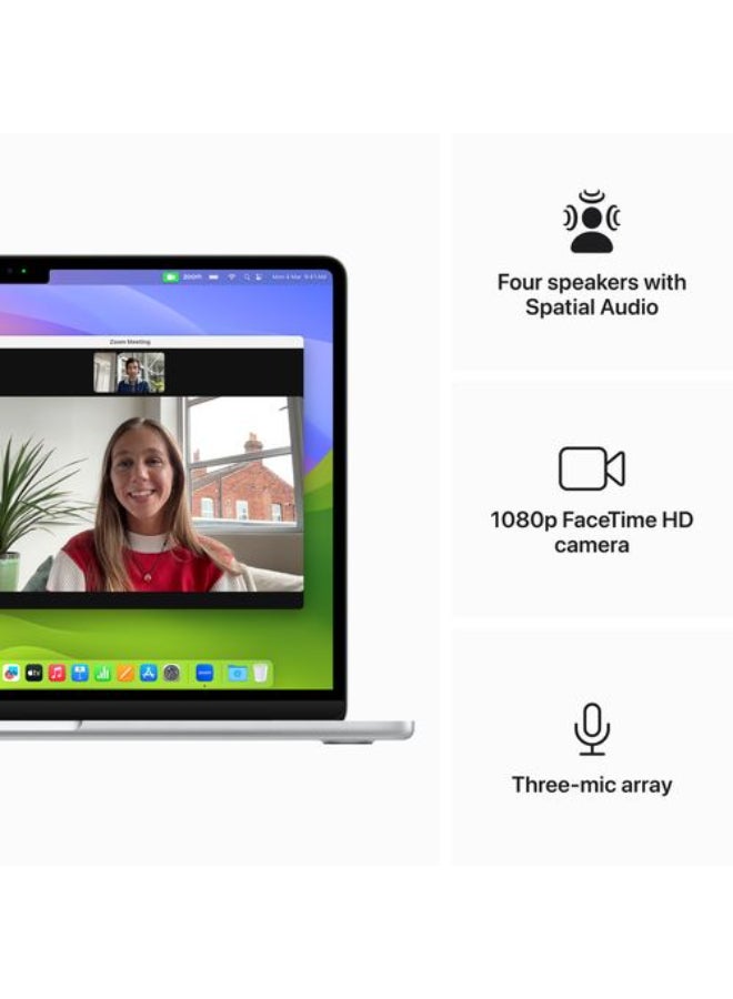 أبل - MacBook Air MC8N4 Laptop With 13.6-Inch Display, M3 chip 8-core CPU and 10-core GPU Processor/24GB RAM/512GB SSD/macOS English/Arabic Silver - Image 1