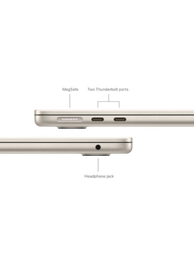 أبل - MacBook Air Laptop With 13.6-Inch Display, M3 chip 8-core CPU and 8-core GPU Processor/16GB RAM/256GB SSD/macOS English/Arabic Starlight - Image 1