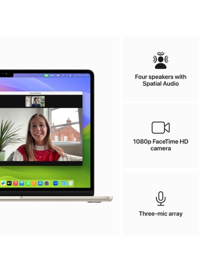 أبل - MacBook Air Laptop With 13.6-Inch Display, M3 chip 8-core CPU and 8-core GPU Processor/16GB RAM/256GB SSD/macOS English/Arabic Starlight - Image 1