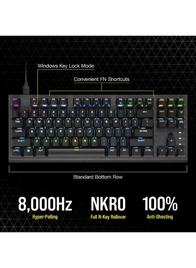 CORSAIR - K60 Pro TKL RGB Tenkeyless Optical-Mechanical Gaming Keyboard, OPX Switches, Brushed Aluminium Structure, Removable USB Type-C Cable, AR Layout, QWERTY, Black - Image 1