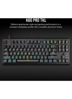 CORSAIR K60 Pro TKL RGB Tenkeyless Optical-Mechanical Gaming Keyboard, OPX Switches, Brushed Aluminium Structure, Removable USB Type-C Cable, AR Layout, QWERTY, Black  - Image 4