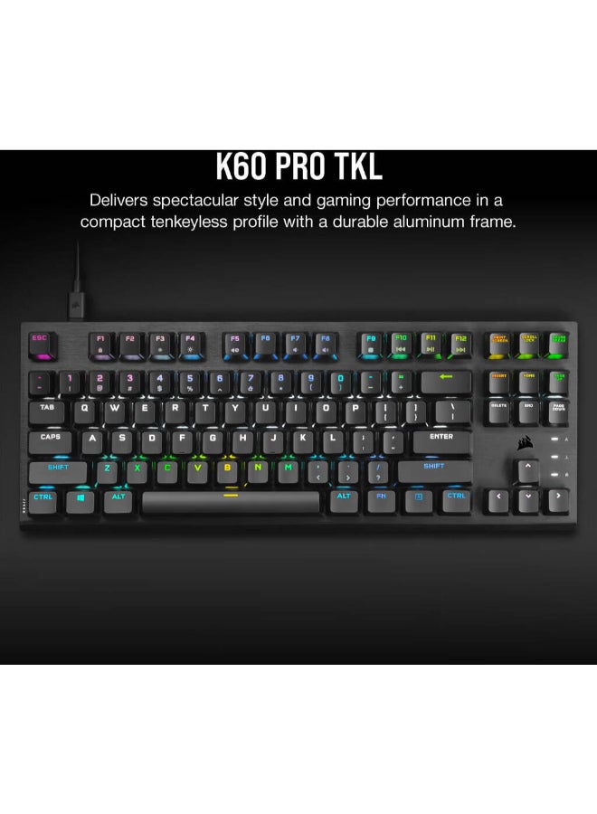 CORSAIR - K60 Pro TKL RGB Tenkeyless Optical-Mechanical Gaming Keyboard, OPX Switches, Brushed Aluminium Structure, Removable USB Type-C Cable, AR Layout, QWERTY, Black - Image 1