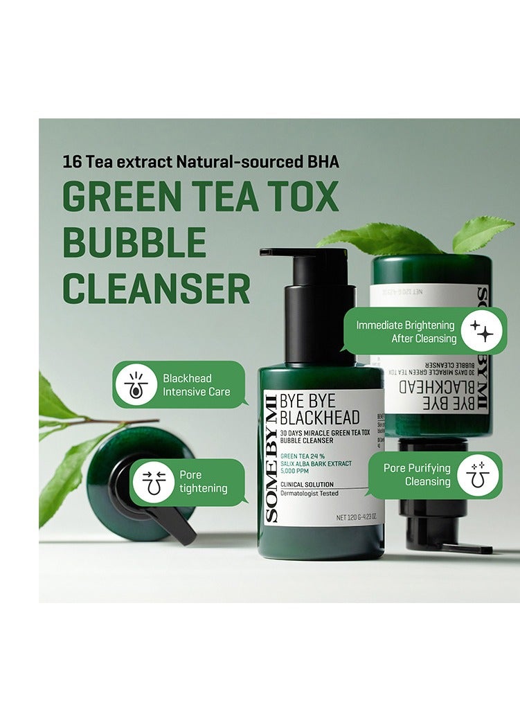 Some by Mi Bye Bye Blackhead 30 Days Miracle Green Tea Tox Bubble Cleanser - 120Ggrams  - Image 2