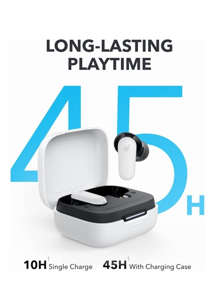 Soundcore - P30i by Anker Noise Cancelling Earbuds, Strong and Smart Noise Cancelling, Powerful Bass, 45H Playtime, 2-in-1 Case and Phone Stand, IP54, Wireless Earbuds, Bluetooth 5.4, App Control White - Image 1