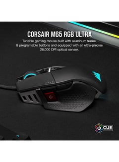 CORSAIR Corsair M65 RGB Ultra Tunable FPS Gaming Mouse Marksman 26,000 DPI Optical Sensor, Optical Switches, AXON Hyper-Processing Technology, Sensor Fusion Control, Tunable Weight System - Black  - Image 2