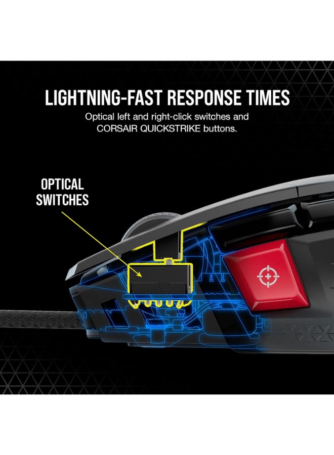 كورسير - Corsair M65 RGB Ultra Tunable FPS Gaming Mouse Marksman 26,000 DPI Optical Sensor, Optical Switches, AXON Hyper-Processing Technology, Sensor Fusion Control, Tunable Weight System - Black - Image 1