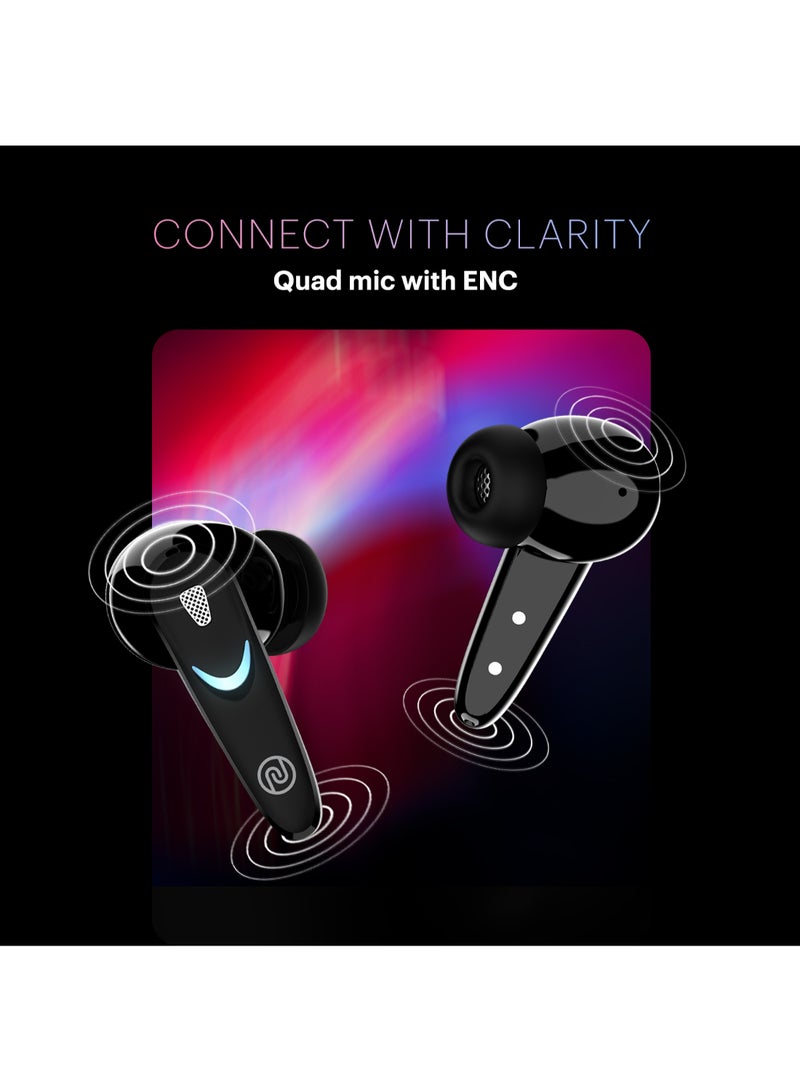 Newly Launched Buds Combat X In-Ear Truly Wireless Gaming Earbuds with 40ms Low Latency, 60H of Playtime, Spatial Audio, RGB Lights,Instacharge(10 min=180 min),10mm Driver,BT v5.3 Stealth Black