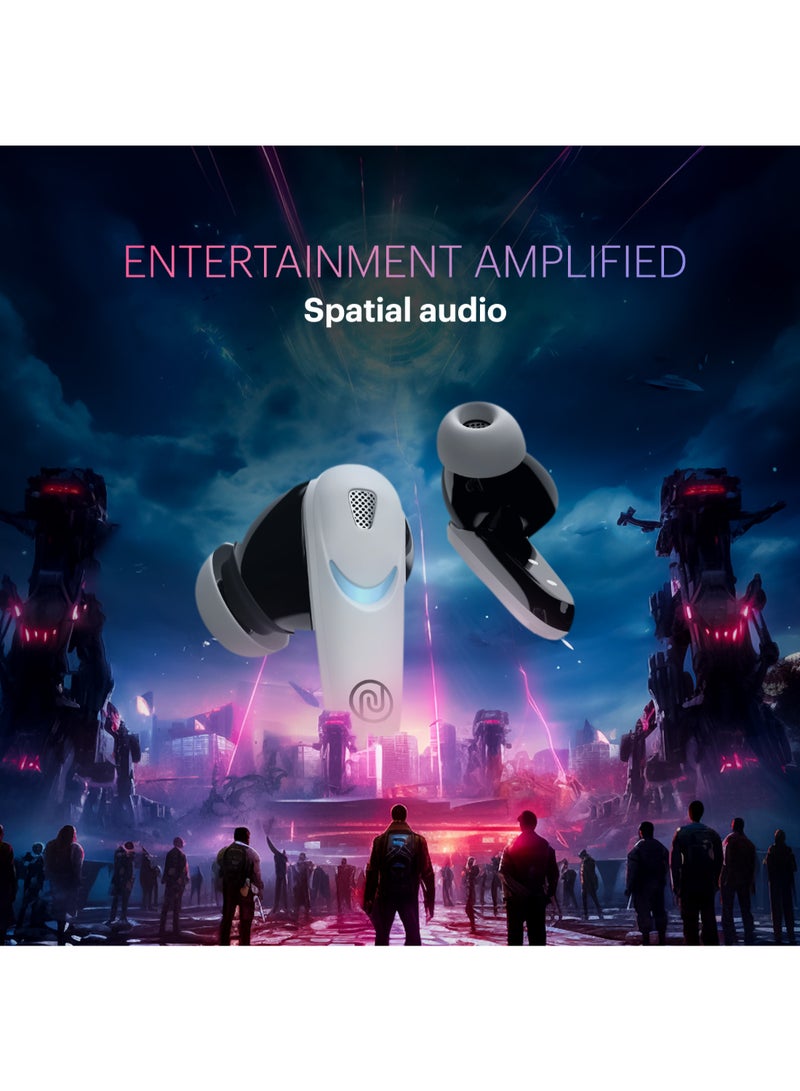 نويز سماعات بودز كومبات إكس الجديدة اللاسلكية للألعاب داخل الأذن مع زمن استجابة منخفض 40 مللي ثانية، 60 ساعة من وقت التشغيل، صوت مكاني، أضواء RGB، شحن فوري (10 دقائق = 180 دقيقة)، سائق 10 مم، بلوتوث v5.3 - Image 4