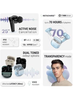 Noise Buds VS102 Pro Truly Wireless Earbuds with 70 Hours of Extended Playtime, Clear Calling With Quad Mic ENC, BT v5.3, Disturbances Cancelled Up To 25dB with ANC Jet Black  - Image 2