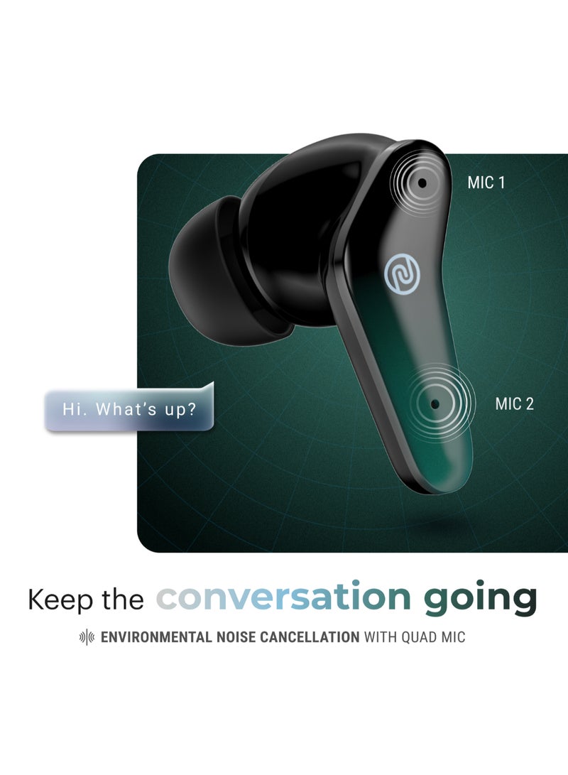 Buds VS102 Pro Truly Wireless Earbuds with 70 Hours of Extended Playtime, Clear Calling With Quad Mic ENC, BT v5.3, Disturbances Cancelled Up To 25dB with ANC Aurora Green