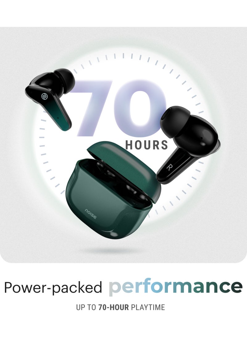 Buds VS102 Pro Truly Wireless Earbuds with 70 Hours of Extended Playtime, Clear Calling With Quad Mic ENC, BT v5.3, Disturbances Cancelled Up To 25dB with ANC Aurora Green